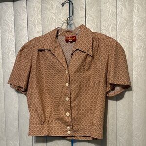 Feddies of Pinewood Brown Geometric Button Down Shirt. Xl